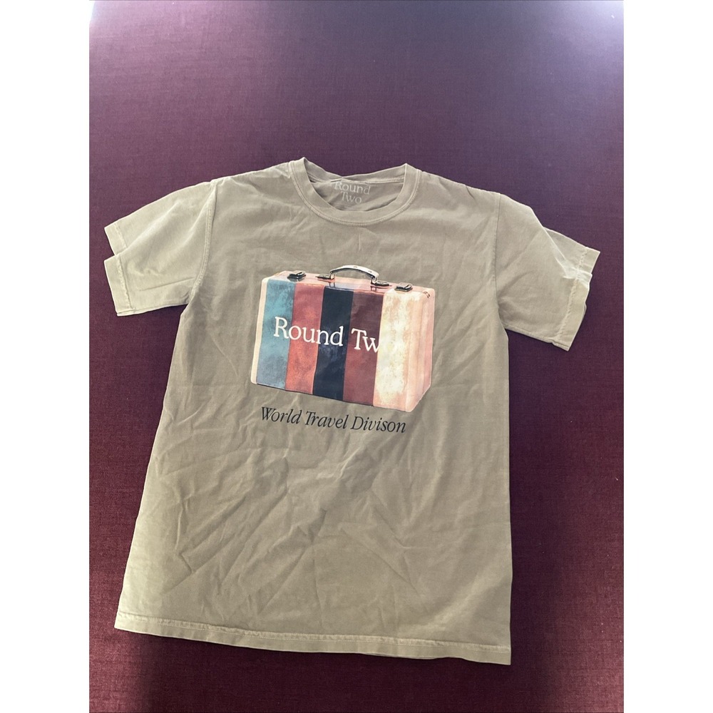 Round Two World Travel Division Men T Shirt Size Small Army Green